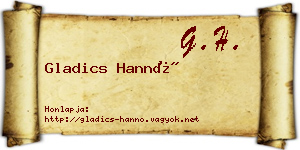 Gladics Hannó névjegykártya